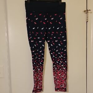 Navy Leggings with Pink and White Pattern